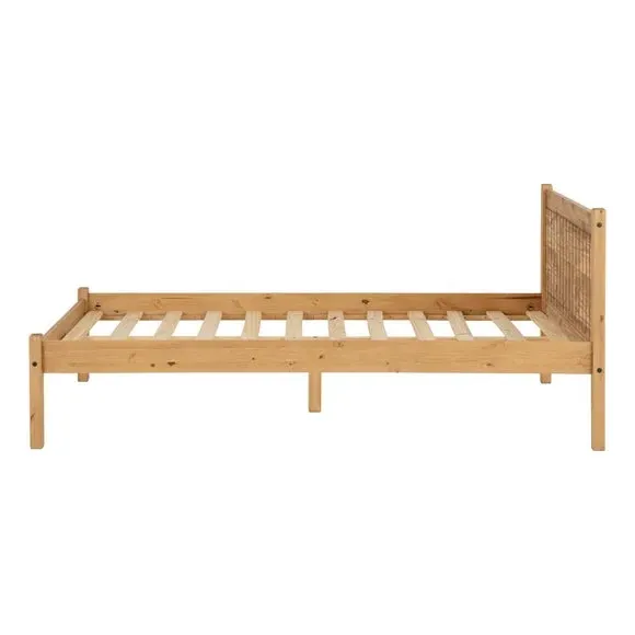 Bed Frame with Slatted Base - Brown, Pine