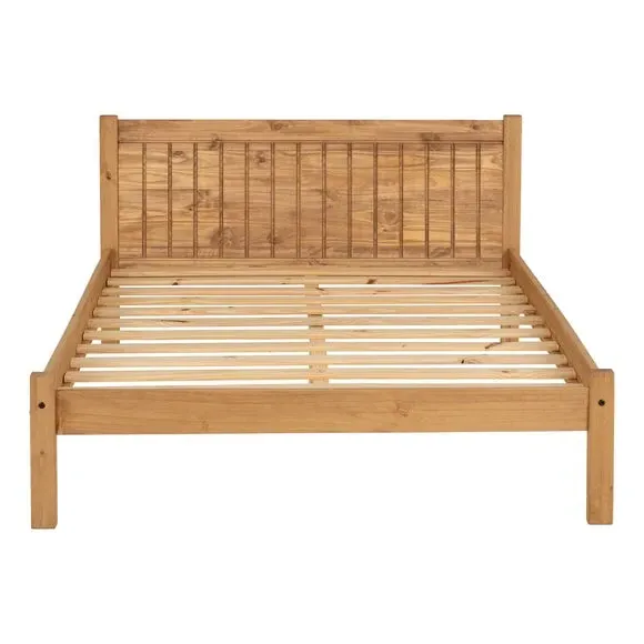 Bed Frame with Slatted Base - Brown, Pine