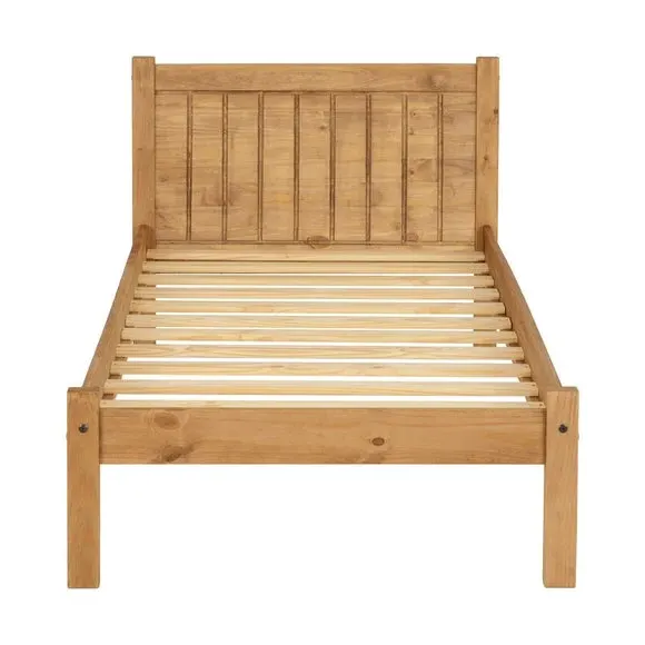 Bed Frame with Slatted Base - Brown, Pine