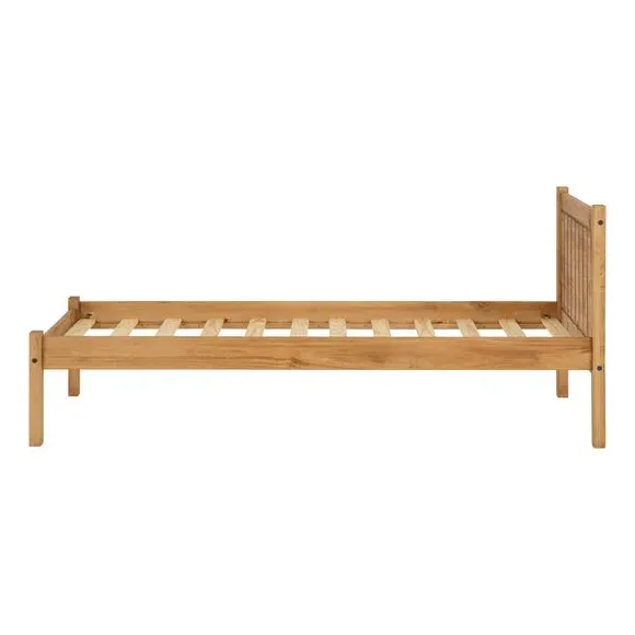 Bed Frame with Slatted Base - Brown, Pine