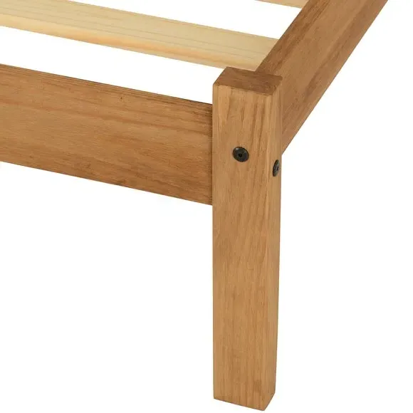 Bed Frame with Slatted Base - Brown, Pine