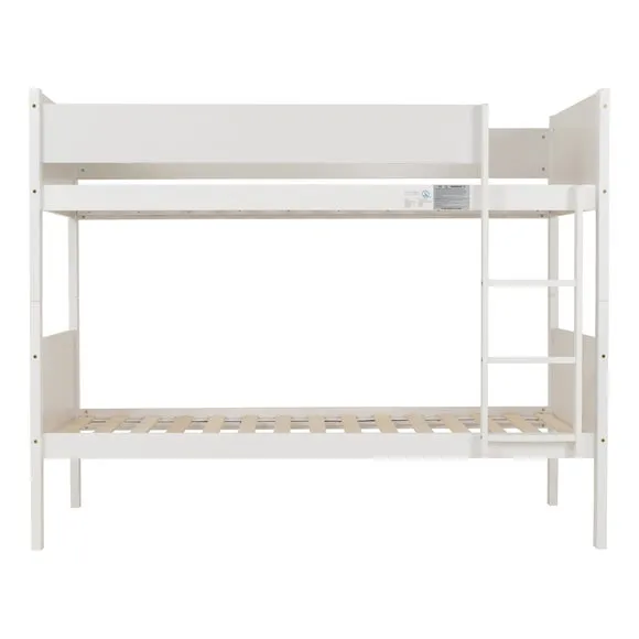 Bunk Bed Frame with Fixed Ladder - White