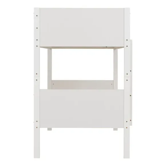 Bunk Bed Frame with Fixed Ladder - White