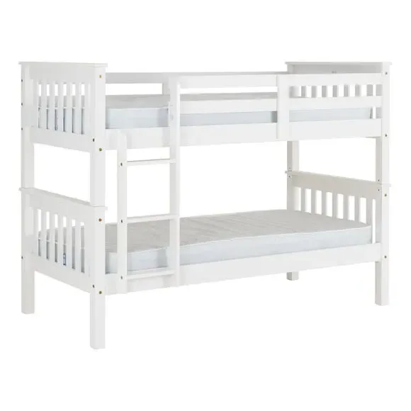 Bunk Bed Frame with Ladder - White, Wood