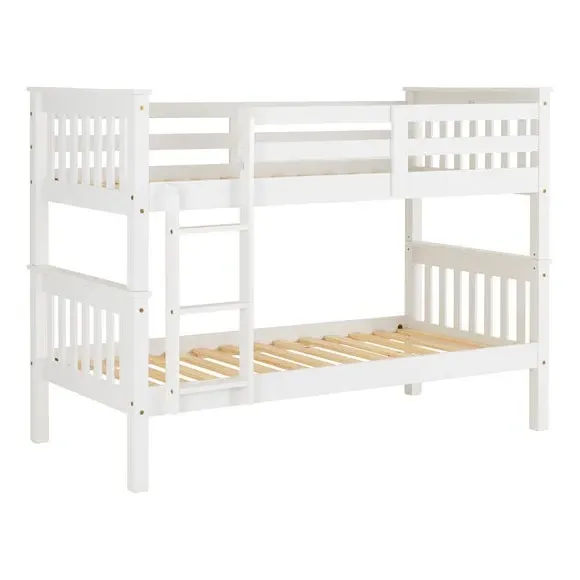Bunk Bed Frame with Ladder - White, Wood