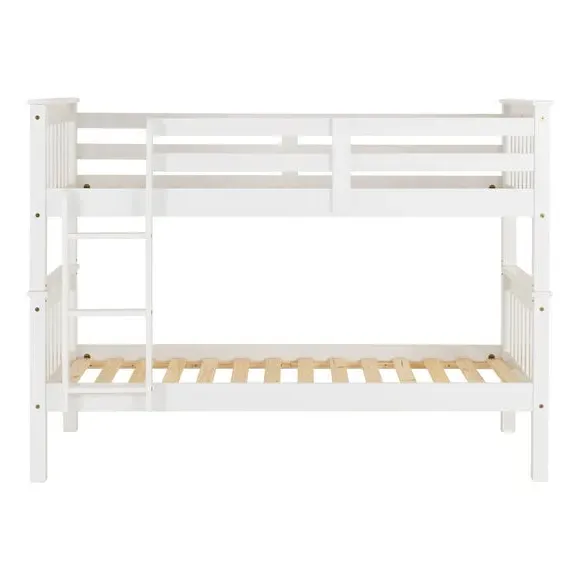 Bunk Bed Frame with Ladder - White, Wood