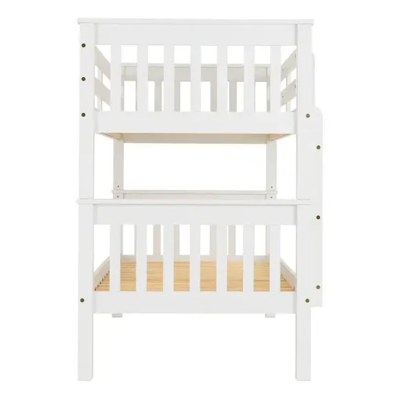 Bunk Bed Frame with Ladder - White, Wood
