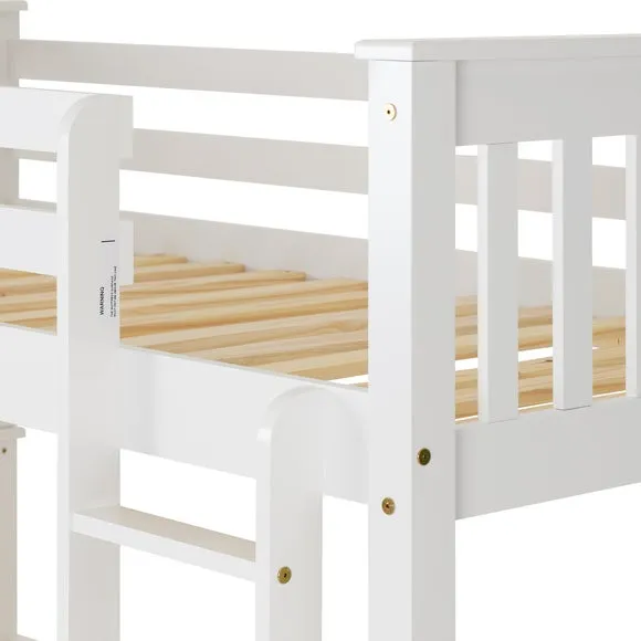 Bunk Bed Frame with Ladder - White, Wood