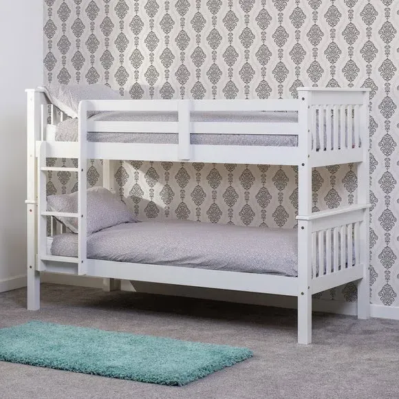 Bunk Bed Frame with Ladder - White, Wood