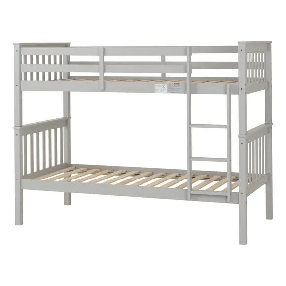 Bunk Bed Frame with Safety Rails - Light Grey