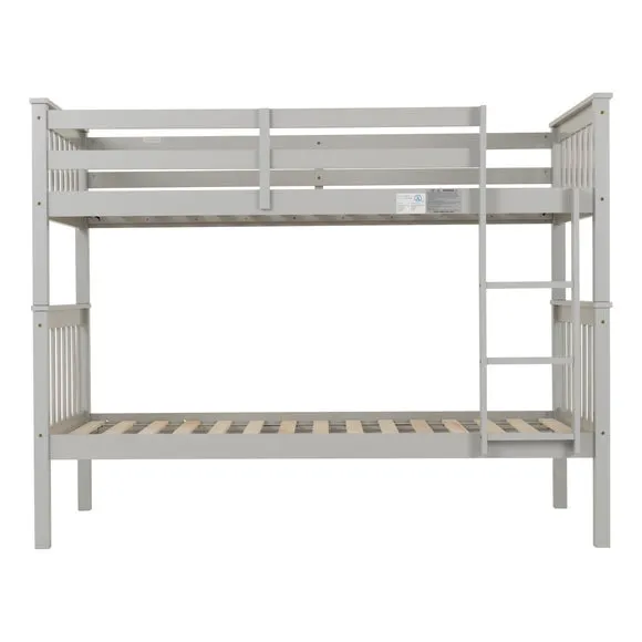 Bunk Bed Frame with Safety Rails - Light Grey
