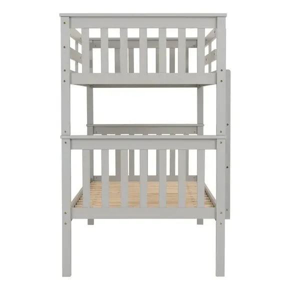 Bunk Bed Frame with Safety Rails - Light Grey