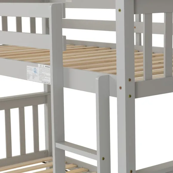 Bunk Bed Frame with Safety Rails - Light Grey