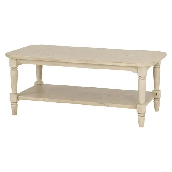 Coffee Table with Carved Details - White, Wood