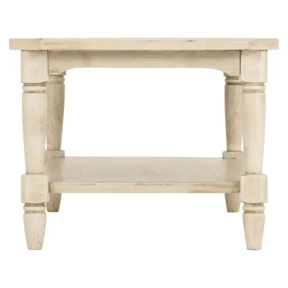 Coffee Table with Carved Details - White, Wood