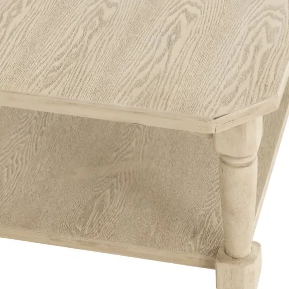 Coffee Table with Carved Details - White, Wood