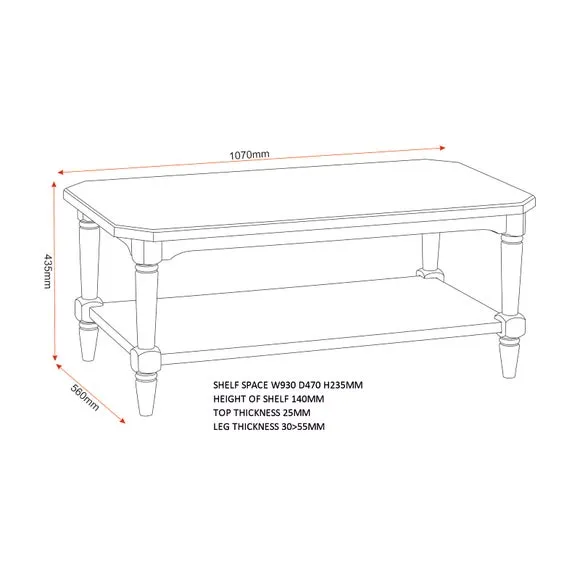 Coffee Table with Carved Details - White, Wood
