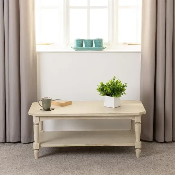 Coffee Table with Carved Details - White, Wood image