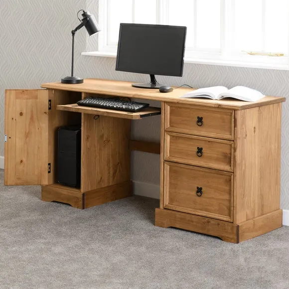 Computer Desk with Storage - Natural, Pine image