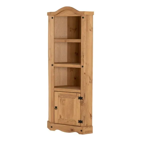 Corner Display Unit with 4 Shelves - Pine Wood
