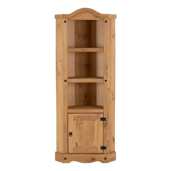 Corner Display Unit with 4 Shelves - Pine Wood