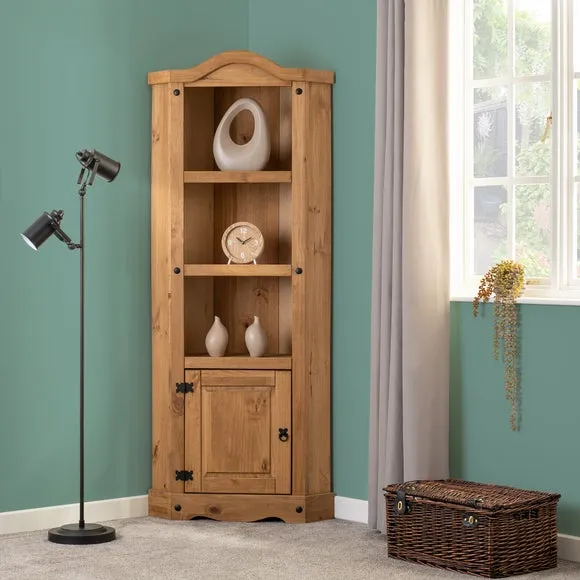 Corner Display Unit with 4 Shelves - Pine Wood image