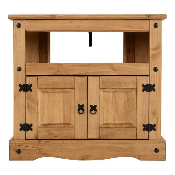 Corner TV Unit with Storage - Oak, Pine