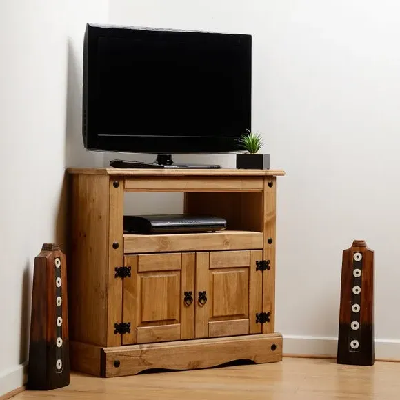 Corner TV Unit with Storage - Oak, Pine image