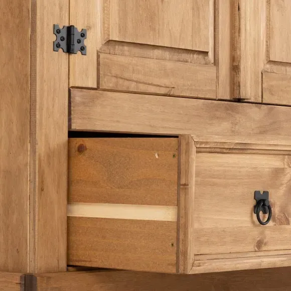 Double 1 Drawer Wardrobe - Brown, Pine