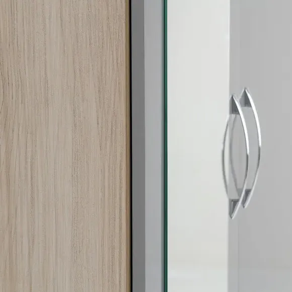 Double Wardrobe with Drawer - Grey
