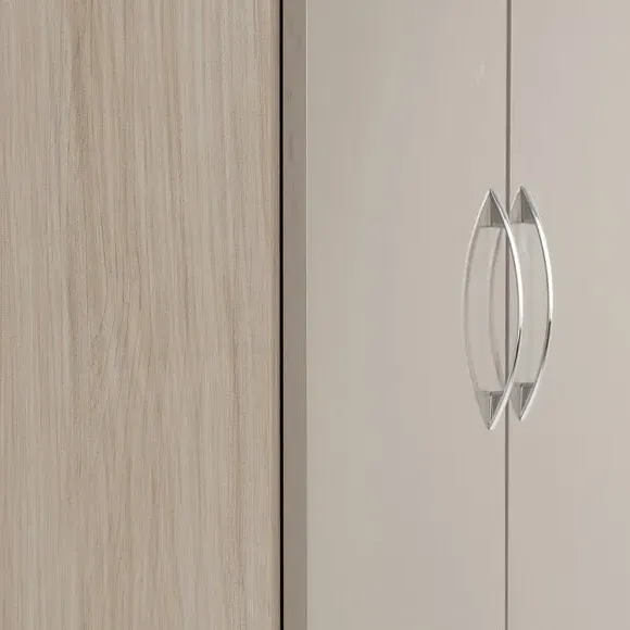 Double Wardrobe with Drawer - Natural