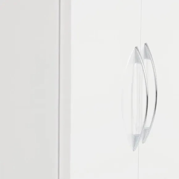 Double Wardrobe with Drawer - White