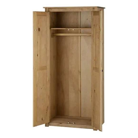 Double Wardrobe with Groove Details - Pine