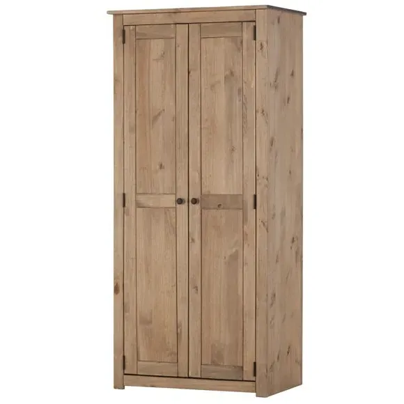 Double Wardrobe with Groove Details - Pine image