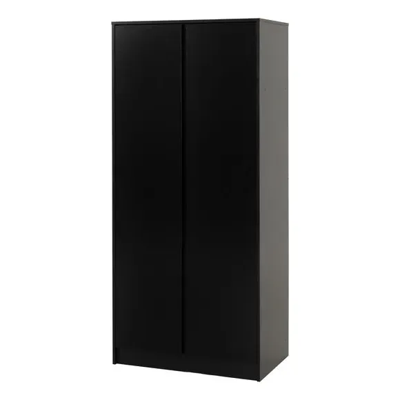 Double Wardrobe with Shelving - Black
