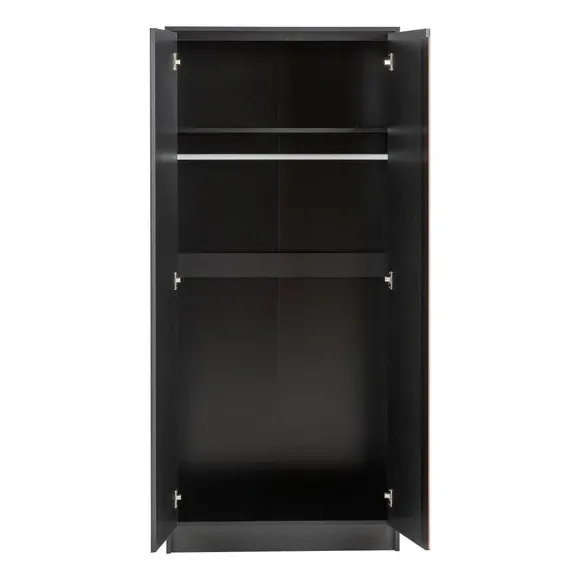 Double Wardrobe with Shelving - Black