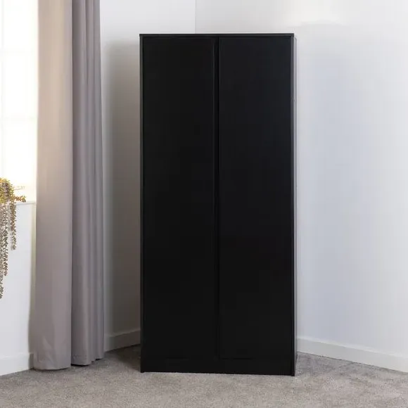 Double Wardrobe with Shelving - Black image