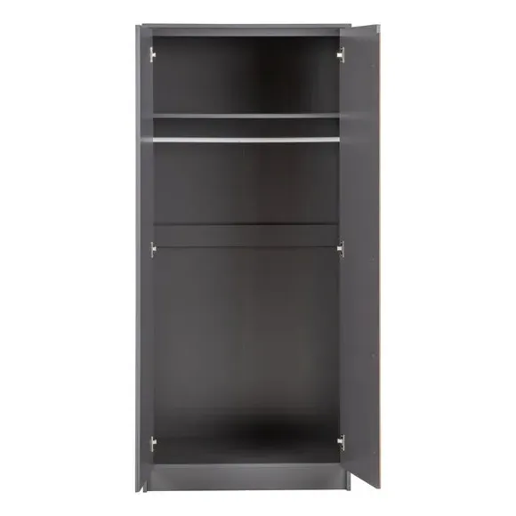 Double Wardrobe with Shelving - Grey