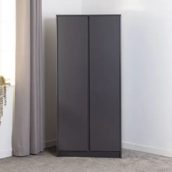 Double Wardrobe with Shelving - Grey