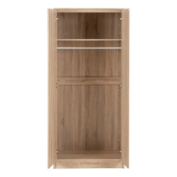 Double Wardrobe with Shelving - Oak