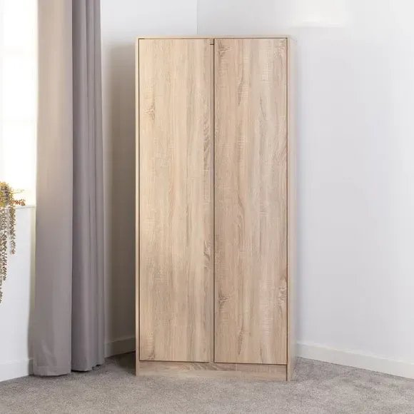 Double Wardrobe with Shelving - Oak