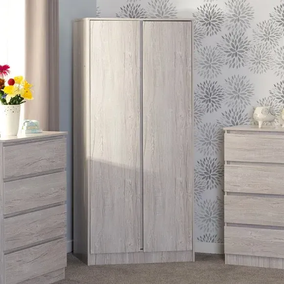 Double Wardrobe with Shelving - Urban Snow