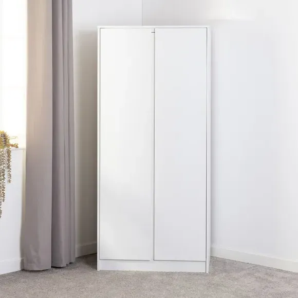 Double Wardrobe with Shelving - White
