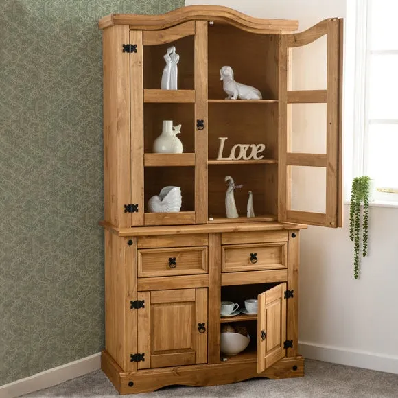 Dresser Unit with Glass Doors - Natural, Pine image