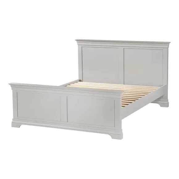 High End Bed Frame with Panels - Light Grey
