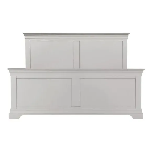 High End Bed Frame with Panels - Light Grey
