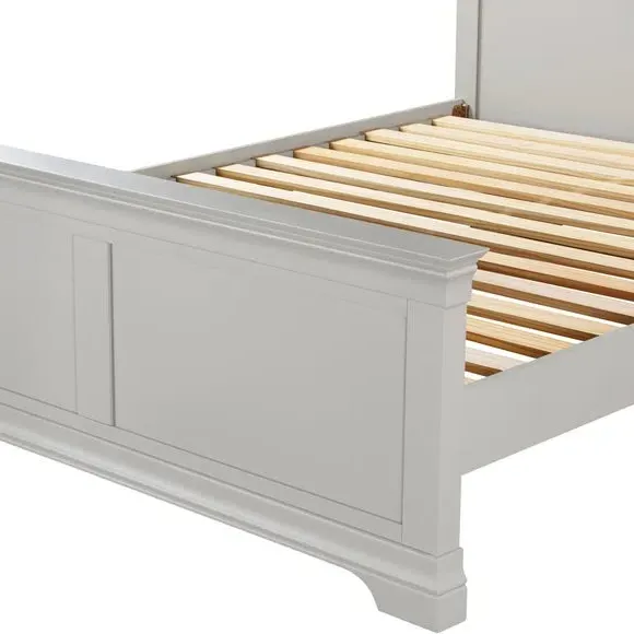 High End Bed Frame with Panels - Light Grey