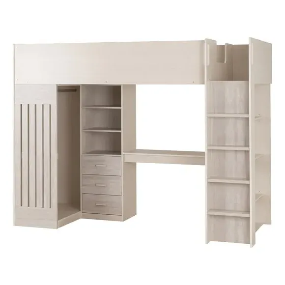 High Sleeper Bed with Desk - White, Grey