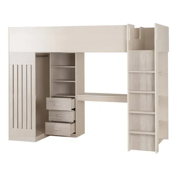 High Sleeper Bed with Desk - White, Grey