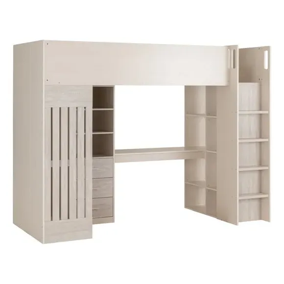 High Sleeper Bed with Desk - White, Grey